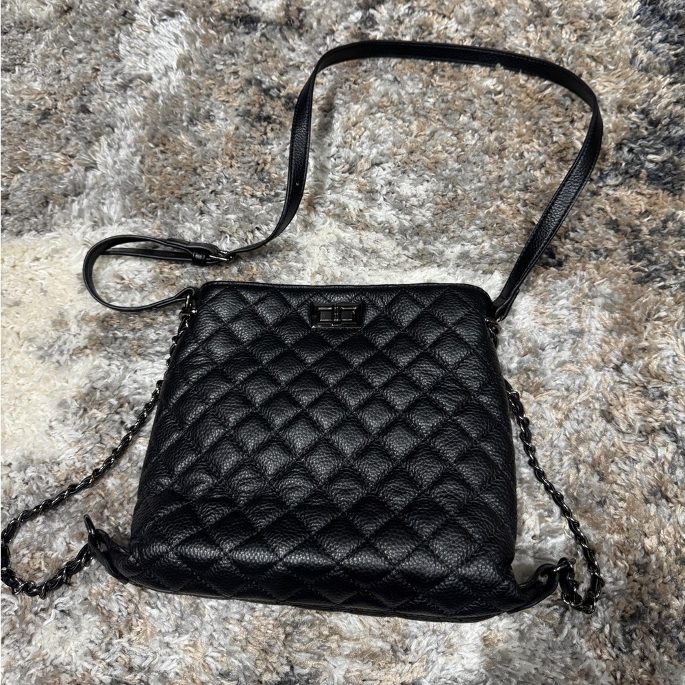 Genuine Leather Black Crossbody Bag